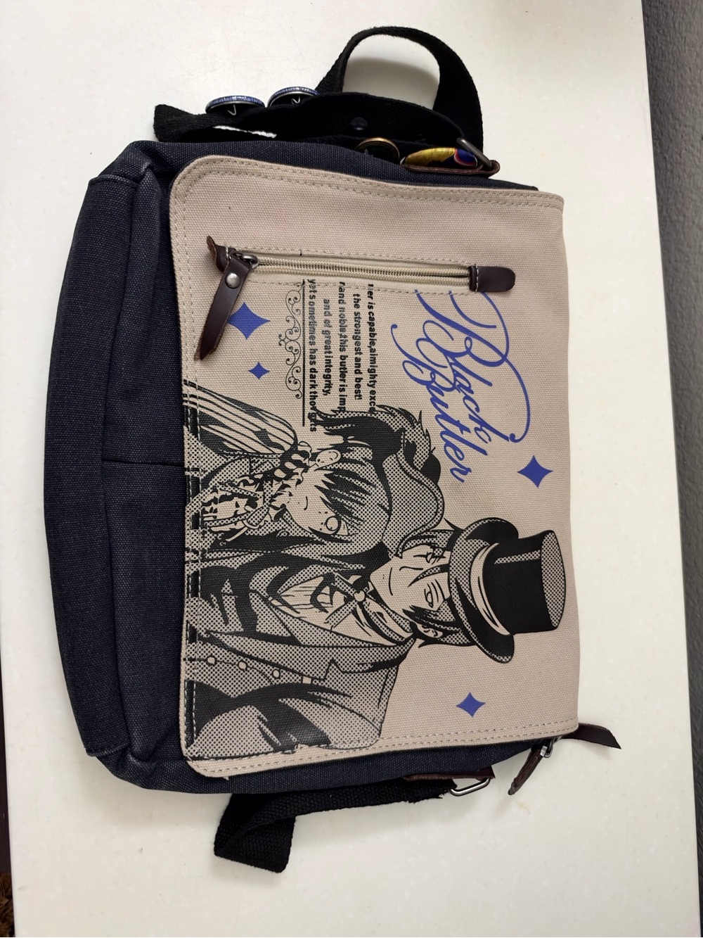Beastars Graphic Canvas Messenger Bag - Black & Beige
